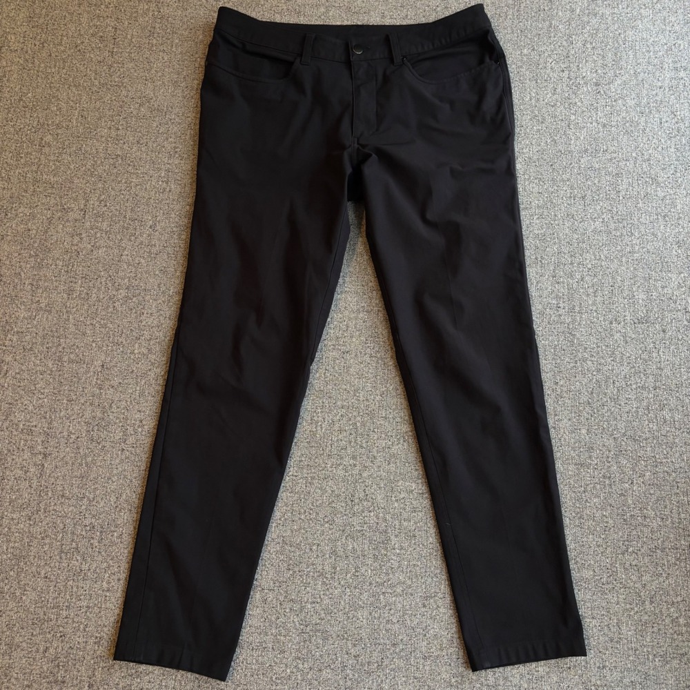 Lululemon Pants Mens 33x29 Commission Slim-Fit Black Warpstreme Tapered Chino